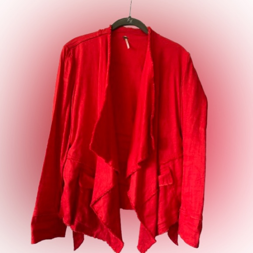 Free People Orange Linen Blazer